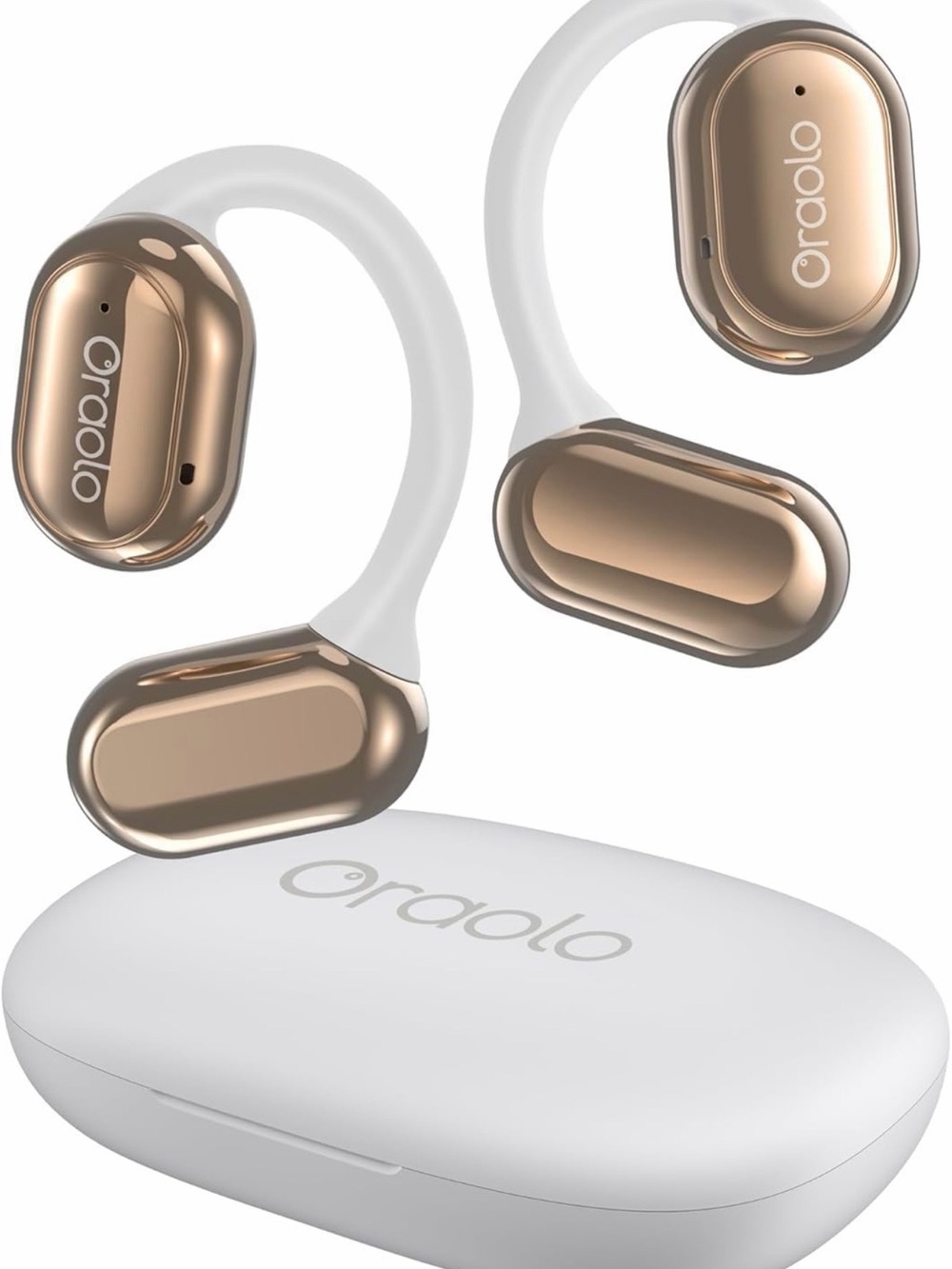 Oraolo Rose Gold Wireless Earbuds with White Charging Case